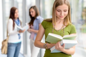High school teenage student female read book